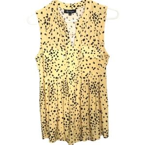 Lily Morgan Yellow Sleeveless top • Black Spot Print • V-Neck